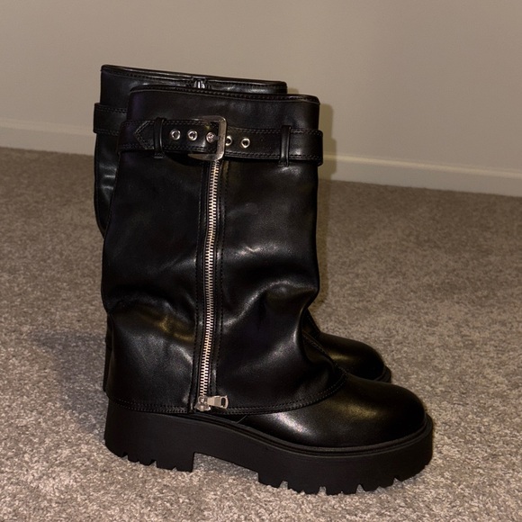 nobo出品 NOBO | Shoes | Nobo Black Leather Boots With Silver Zipper | Poshmark